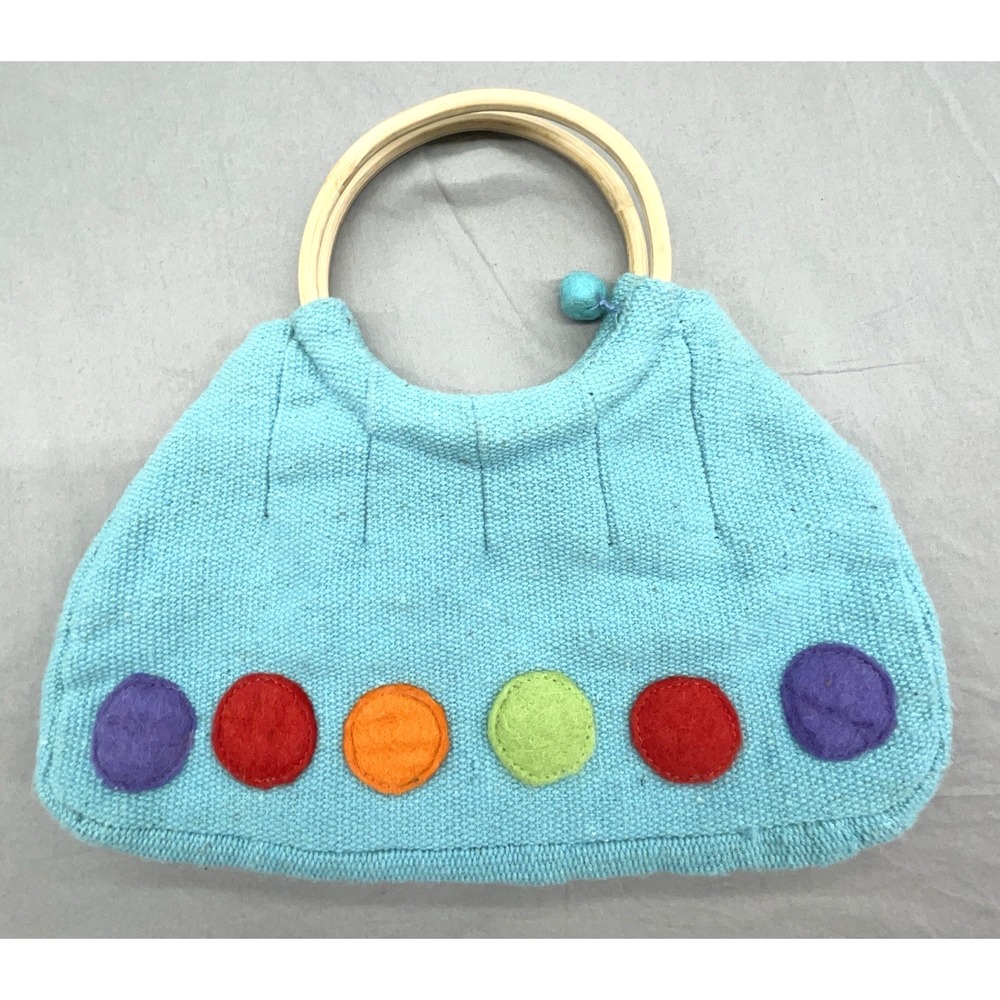 Rising Tide Purse‎ Handbag Blue Cotton Zip Nepal Boho Whimsy Coastal Beachy